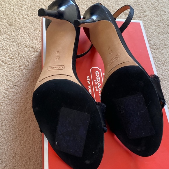 Coach High heels never been worn. Black satin w/beads 8.5 approx 3 1/2 in heel - Picture 3 of 4